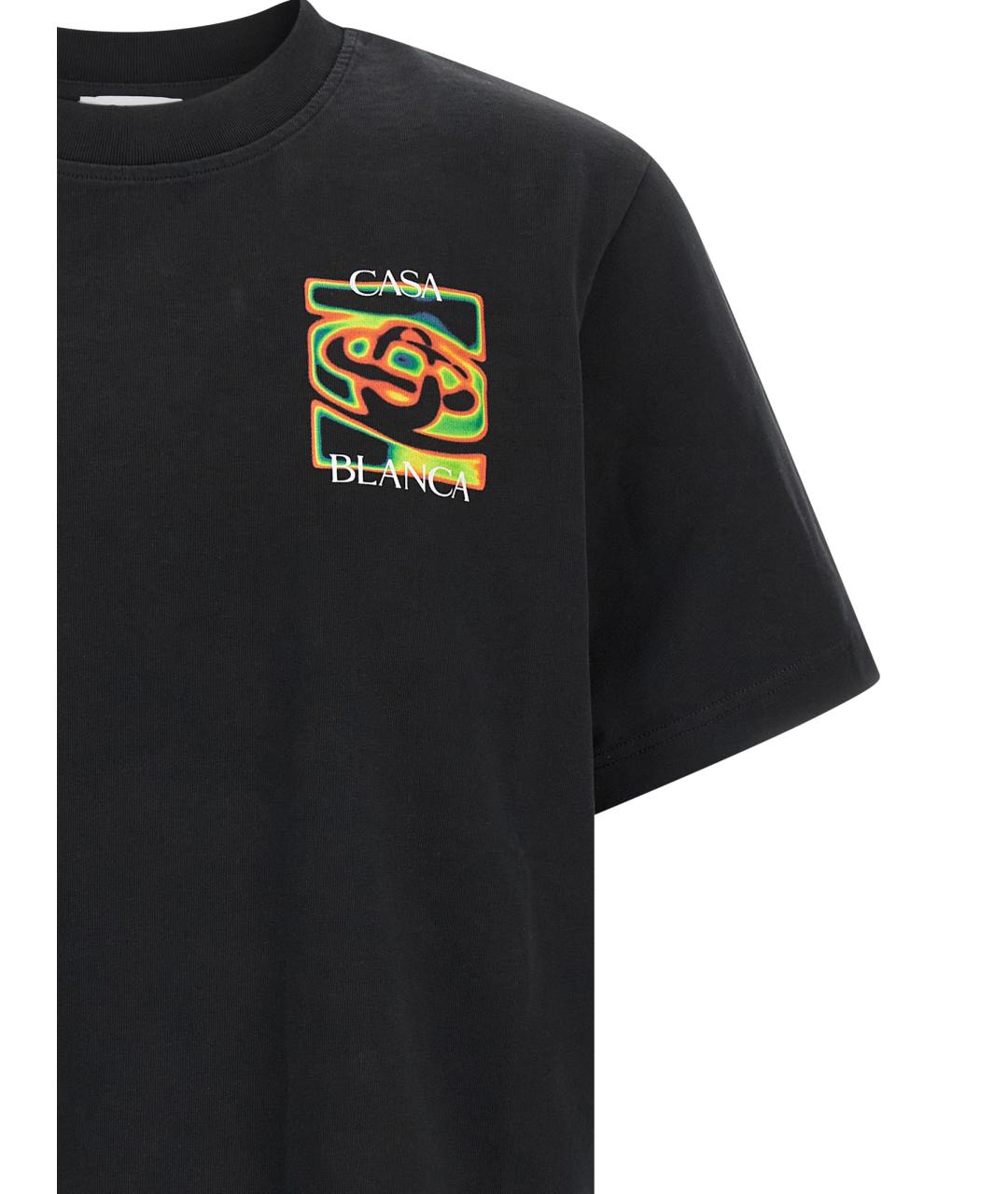 CASABLANCA Черная хлопковая футболка, фото 3