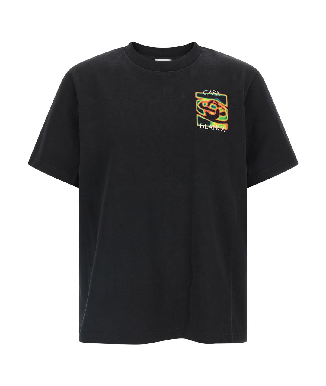 CASABLANCA Черная хлопковая футболка, фото 1
