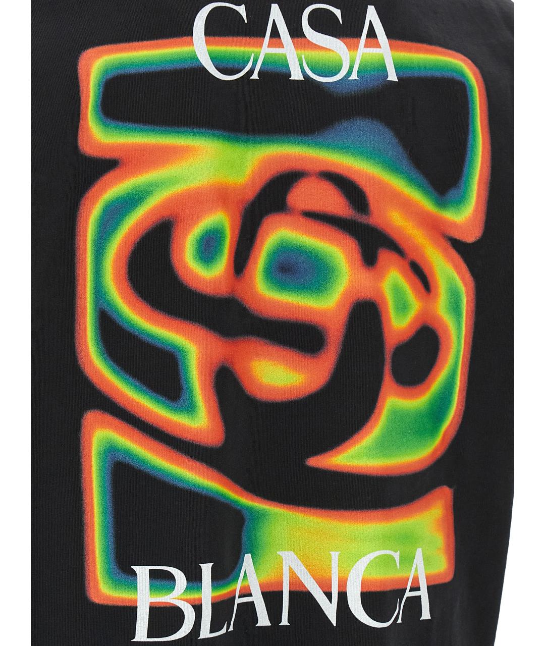 CASABLANCA Черная хлопковая футболка, фото 4