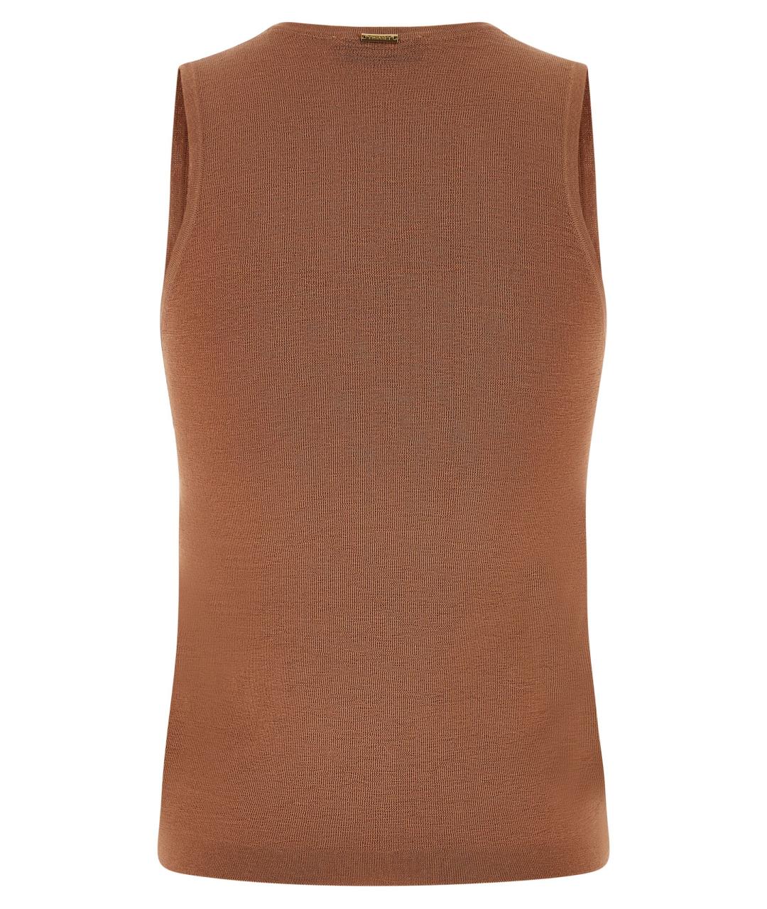 TWIN-SET Коричневая хлопковая майка, фото 2