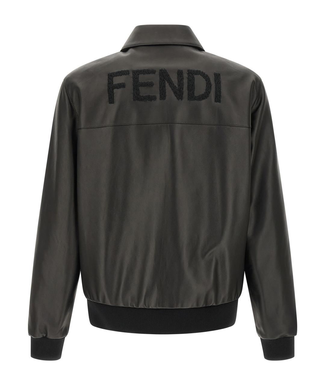 FENDI Черная кожаная куртка, фото 2