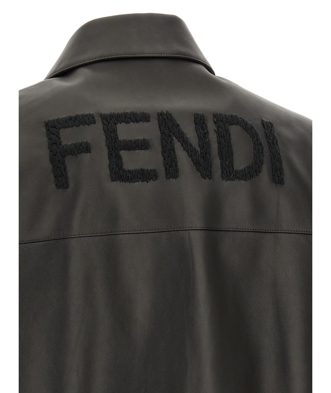FENDI Черная кожаная куртка, фото 5