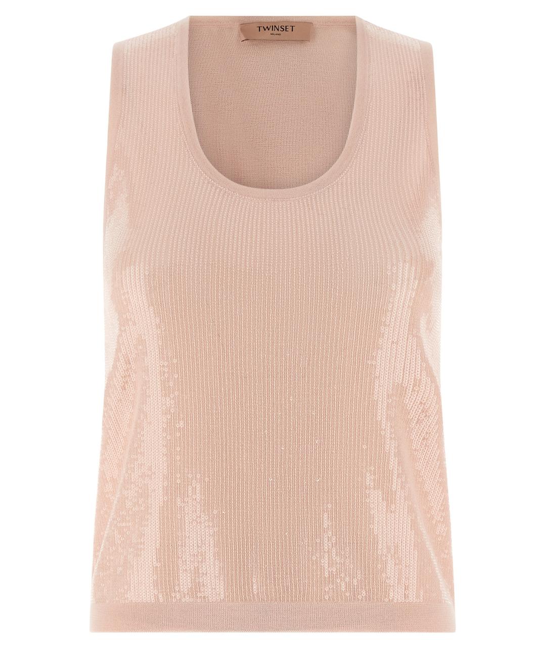 TWIN-SET Розовая хлопковая майка, фото 1