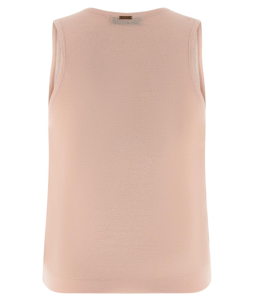 TWIN-SET Розовая хлопковая майка, фото 2