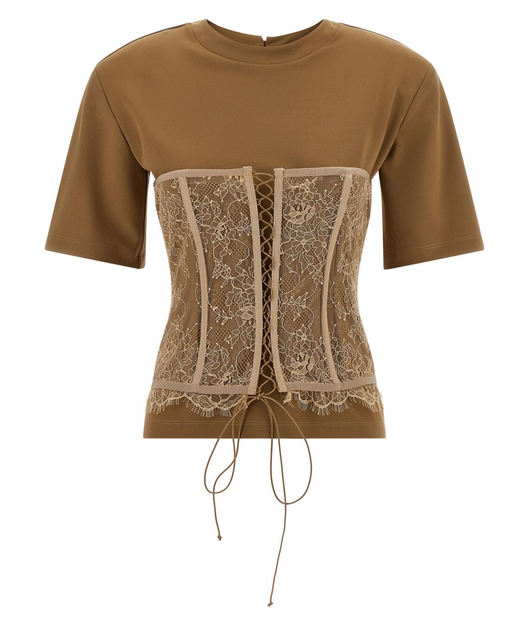 GIUSEPPE DI MORABITO Коричневая вискозная футболка, фото 1