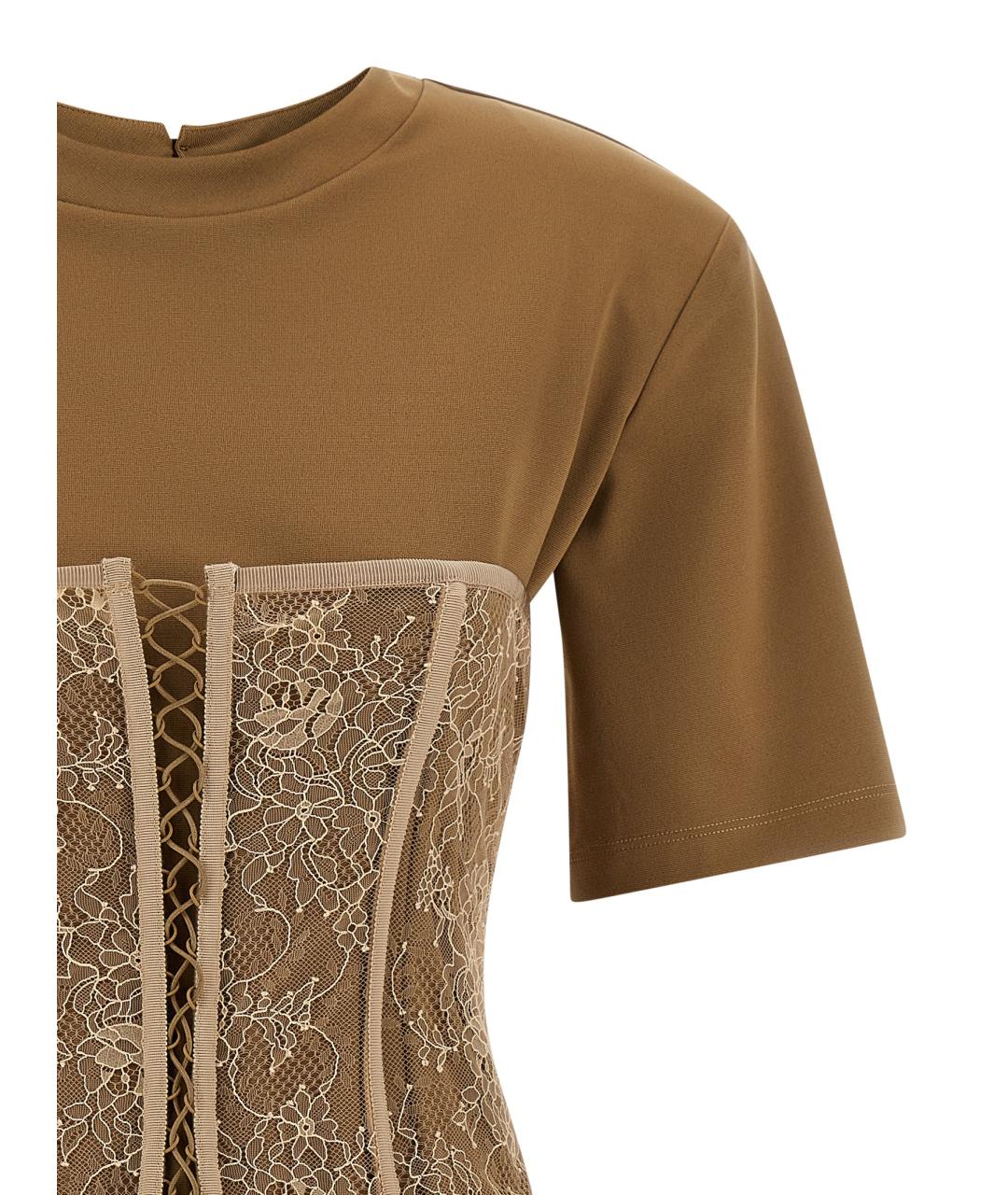 GIUSEPPE DI MORABITO Коричневая вискозная футболка, фото 3