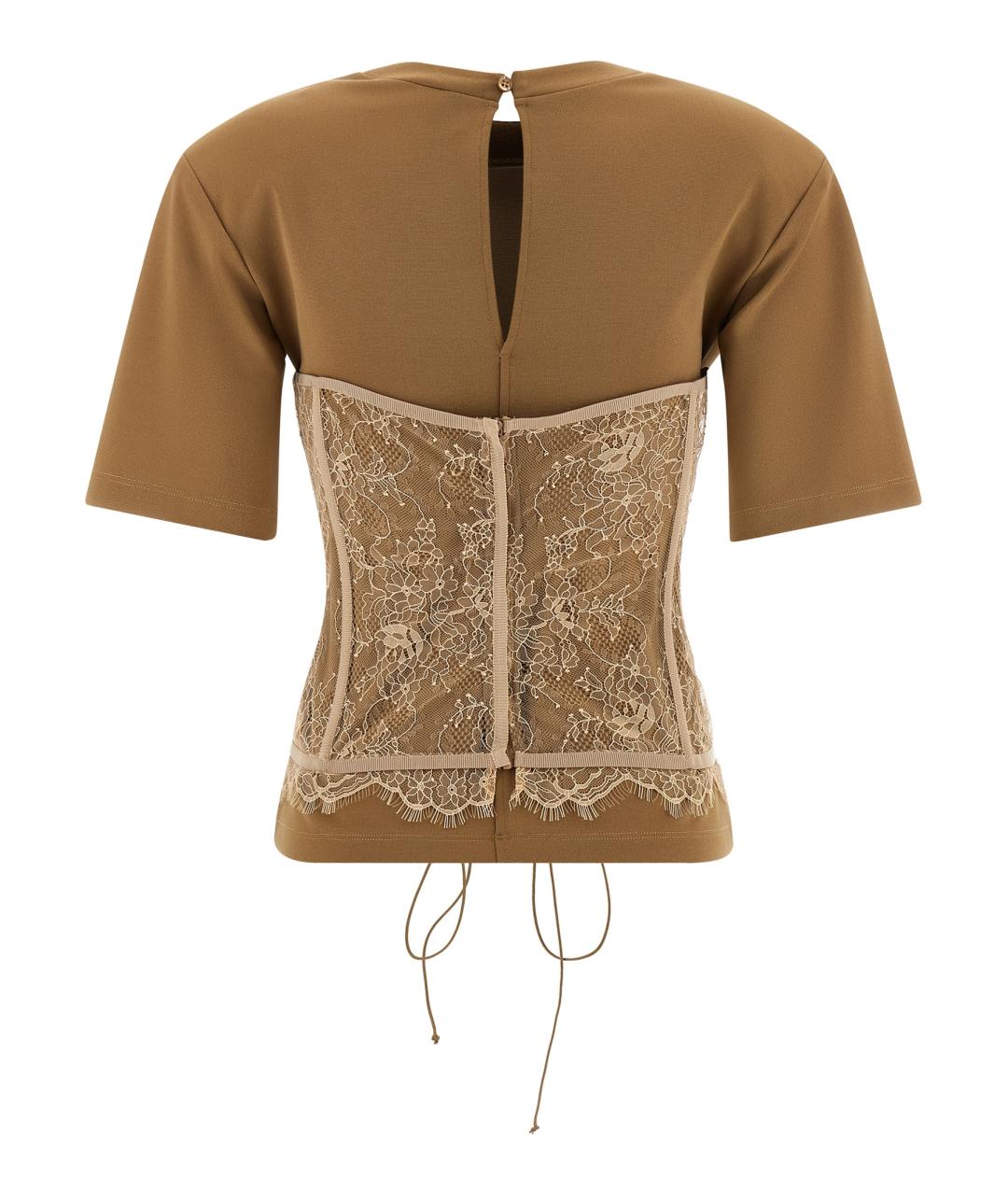 GIUSEPPE DI MORABITO Коричневая вискозная футболка, фото 2