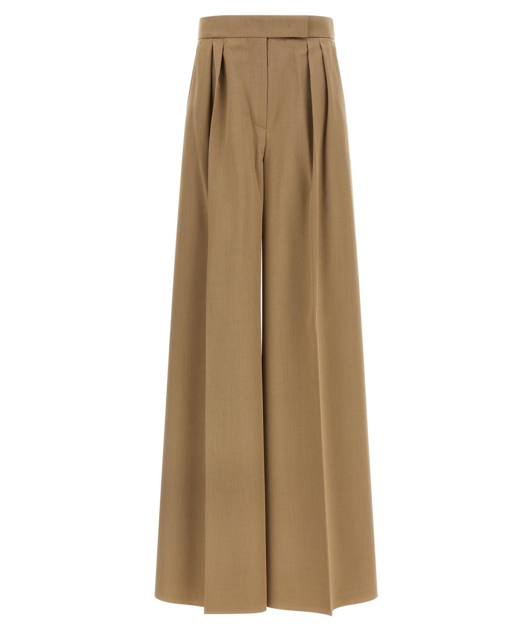 MAX MARA Коричневые шерстяные брюки широкие, фото 1