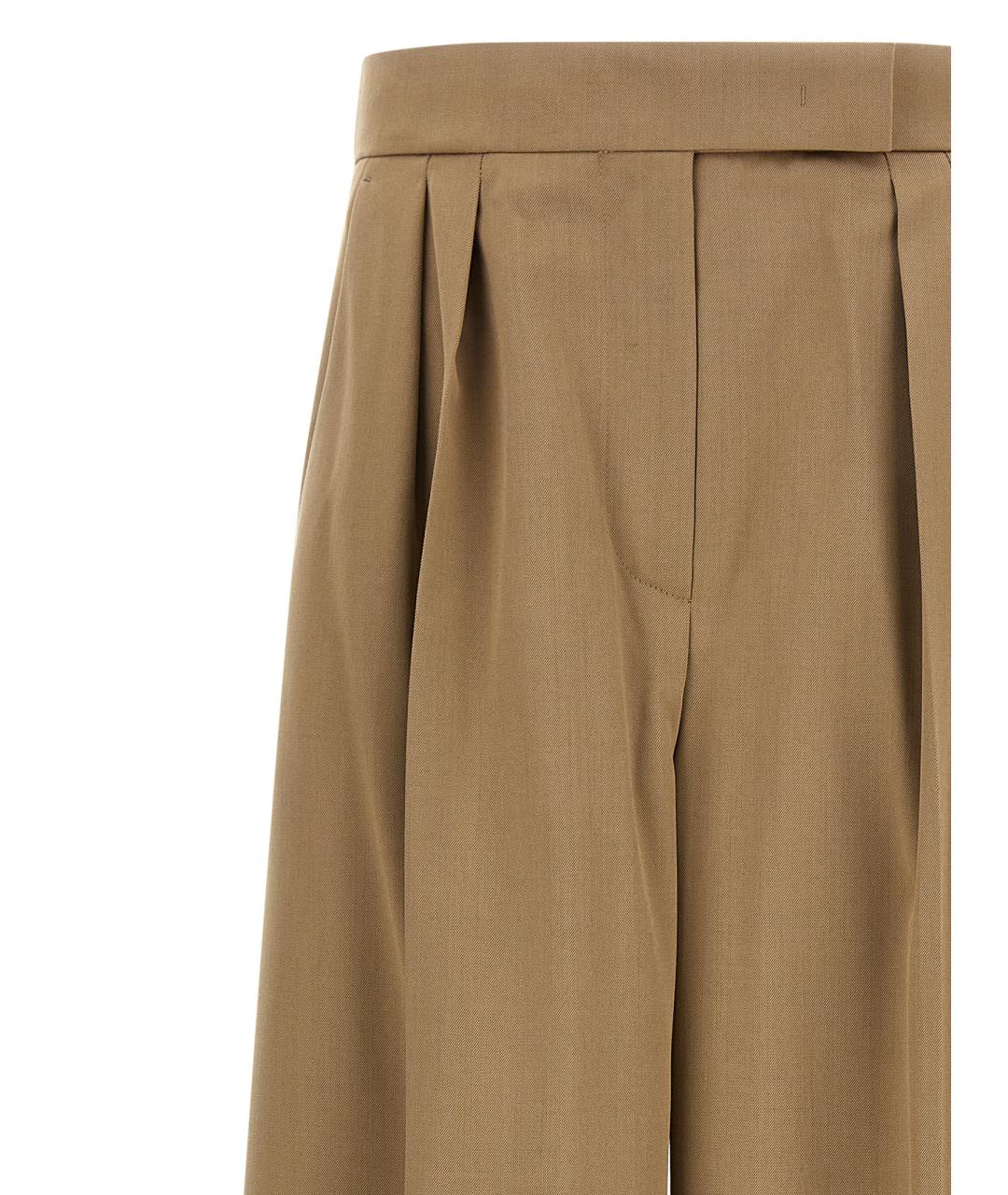 MAX MARA Коричневые шерстяные брюки широкие, фото 3