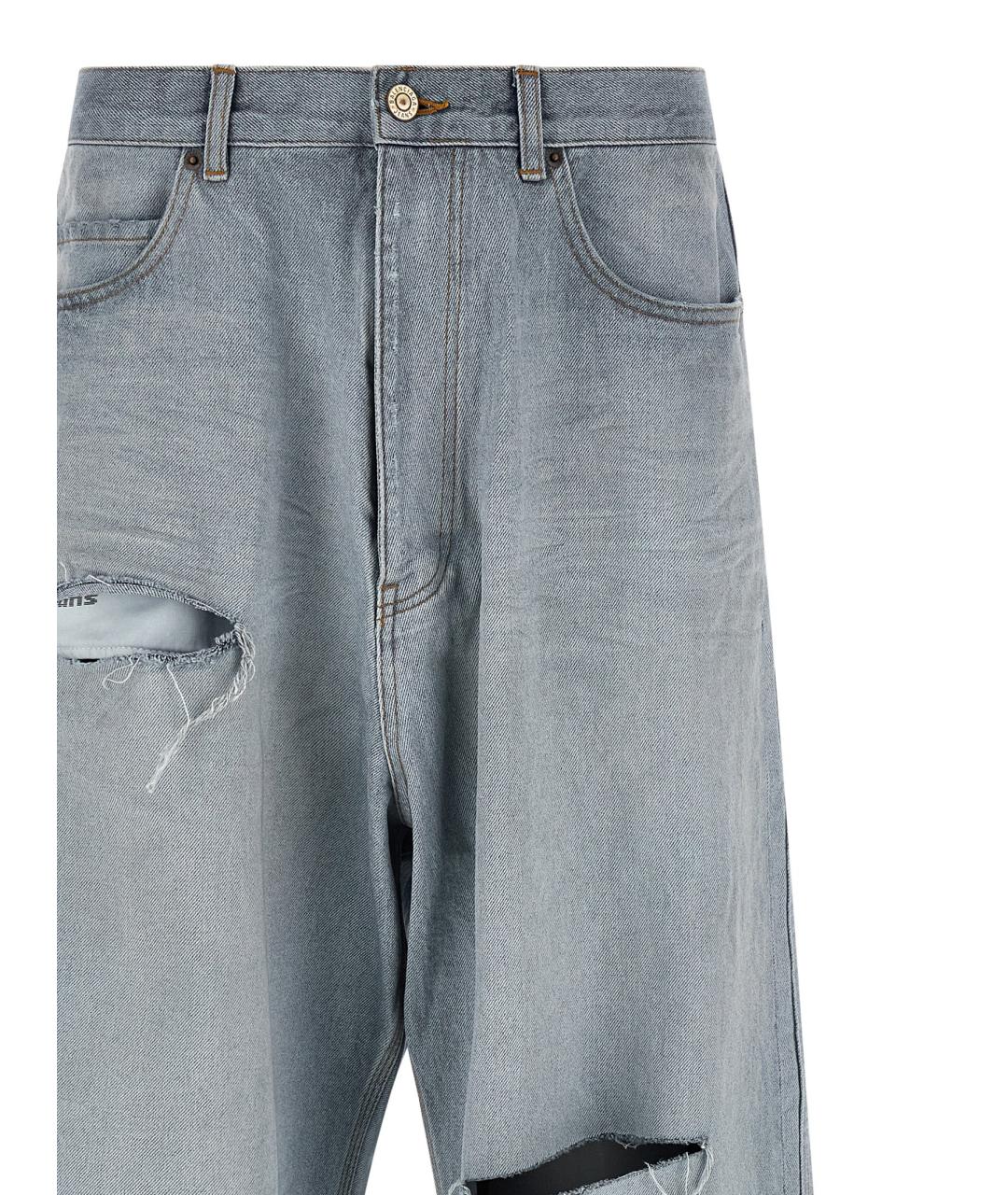 BALENCIAGA Голубые хлопковые прямые джинсы, фото 3