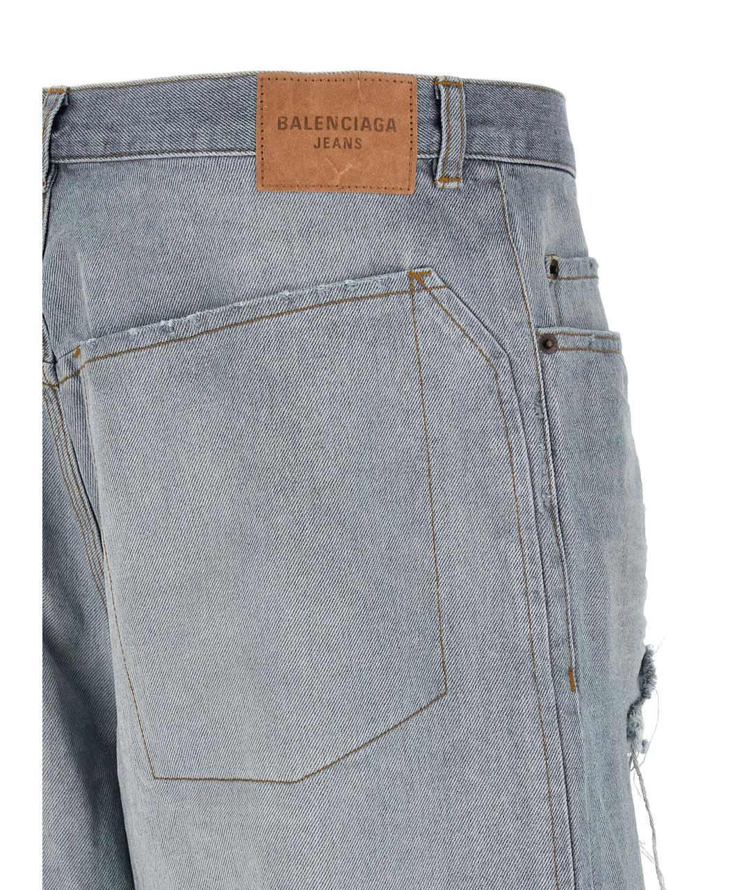 BALENCIAGA Голубые хлопковые прямые джинсы, фото 4