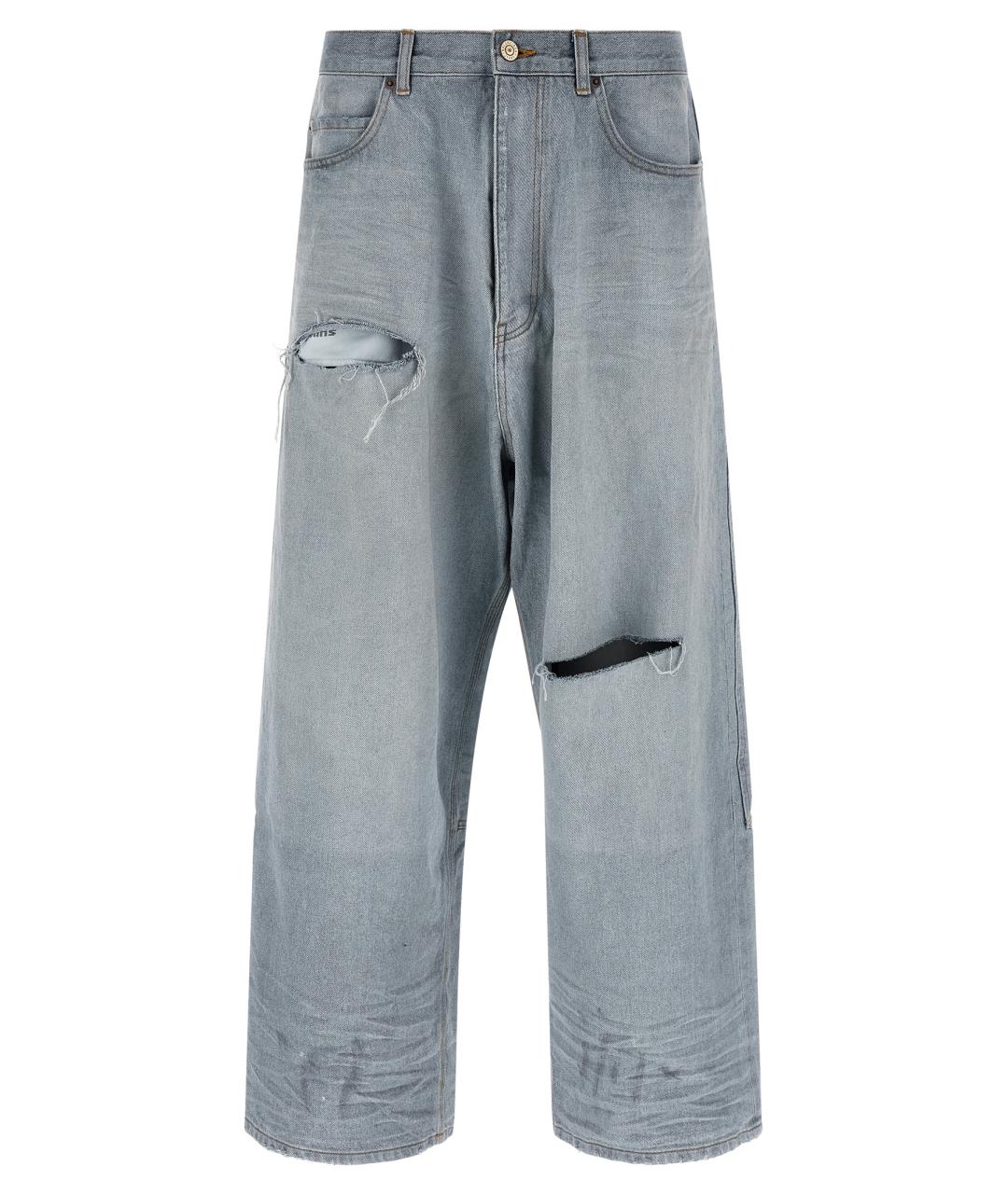 BALENCIAGA Голубые хлопковые прямые джинсы, фото 1