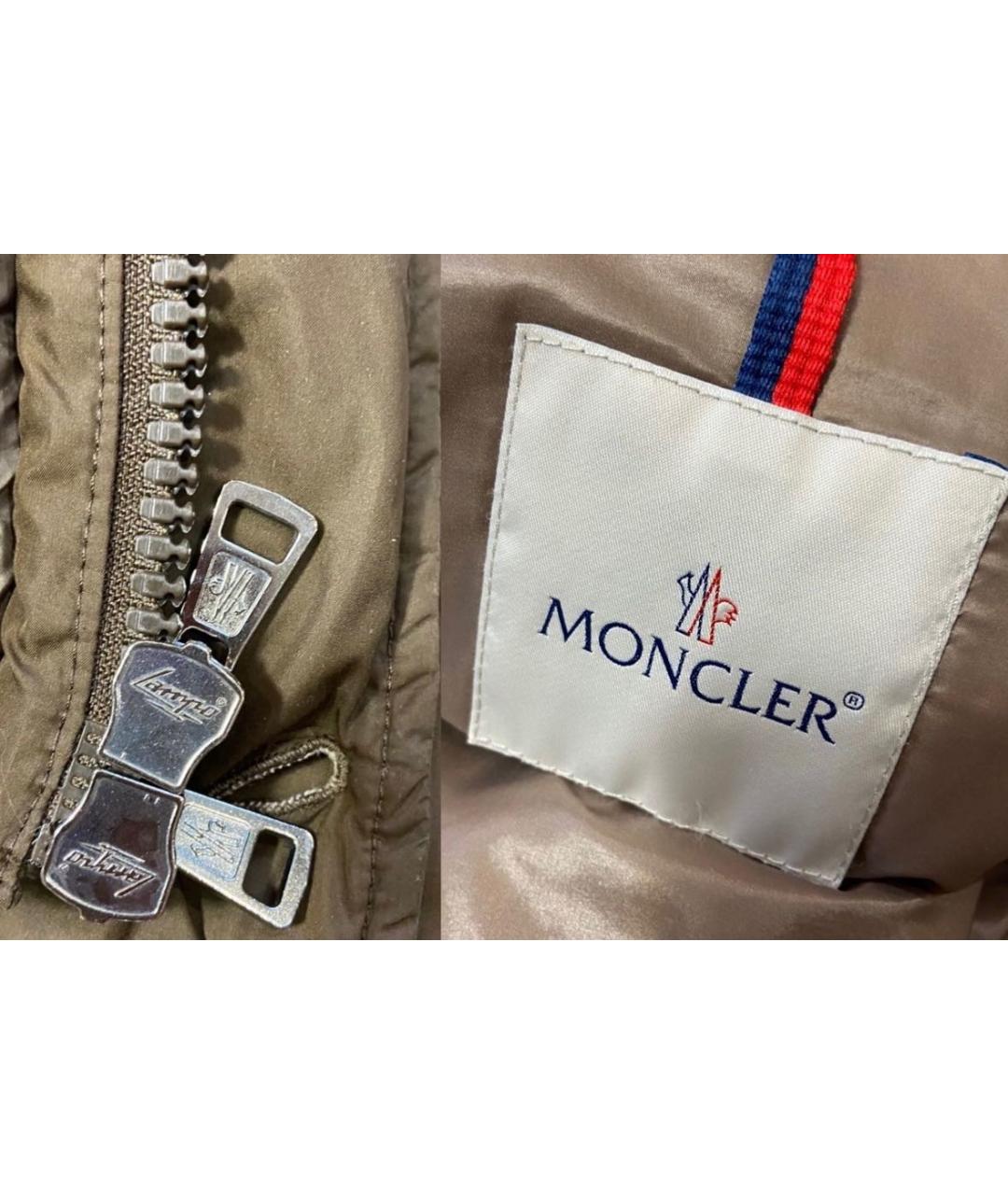 MONCLER Хаки полиэстеровый пуховик, фото 7