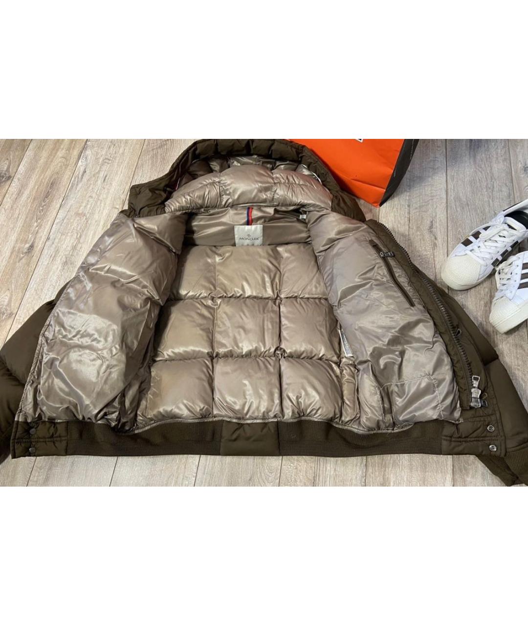 MONCLER Хаки полиэстеровый пуховик, фото 5