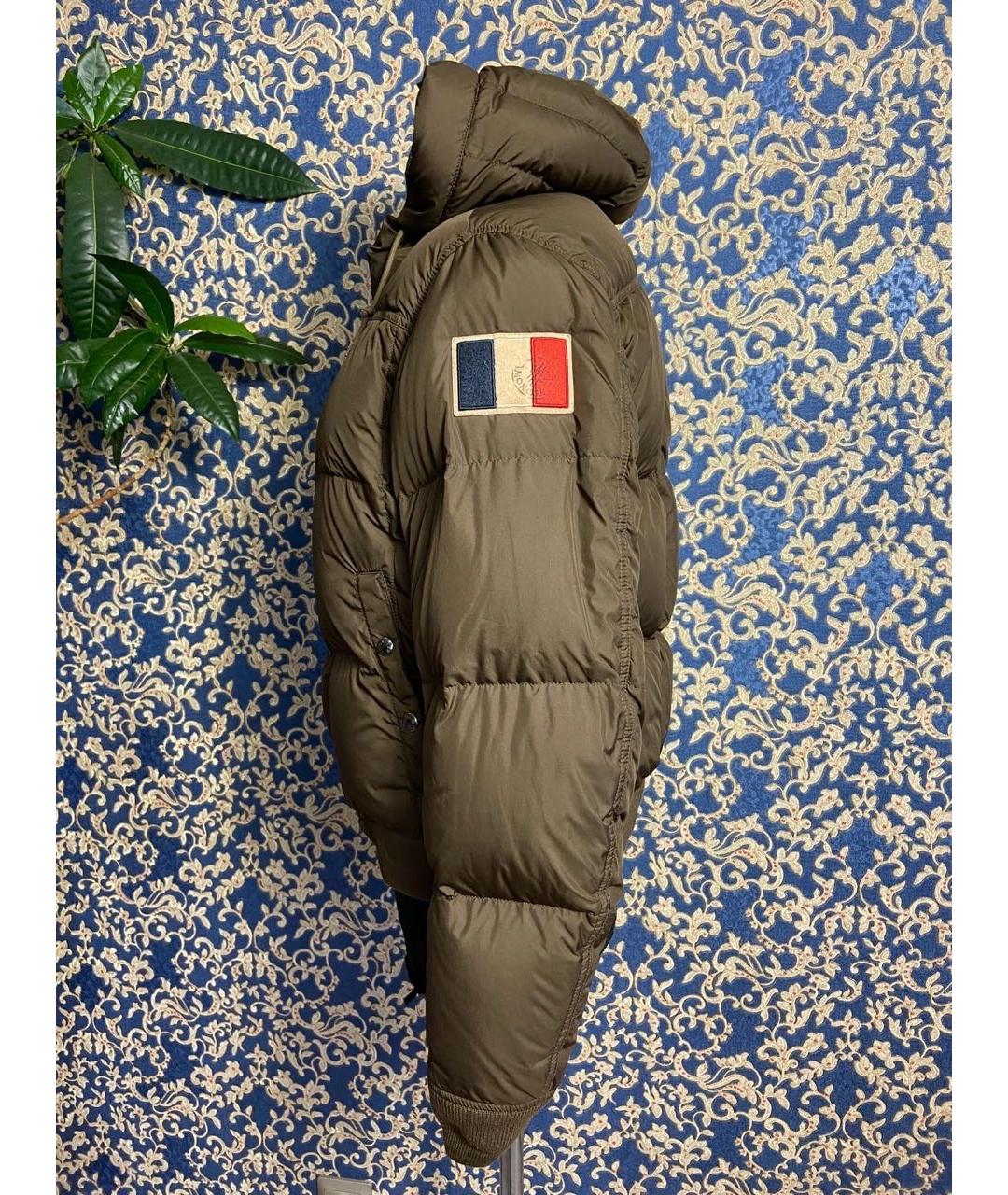 MONCLER Хаки полиэстеровый пуховик, фото 3