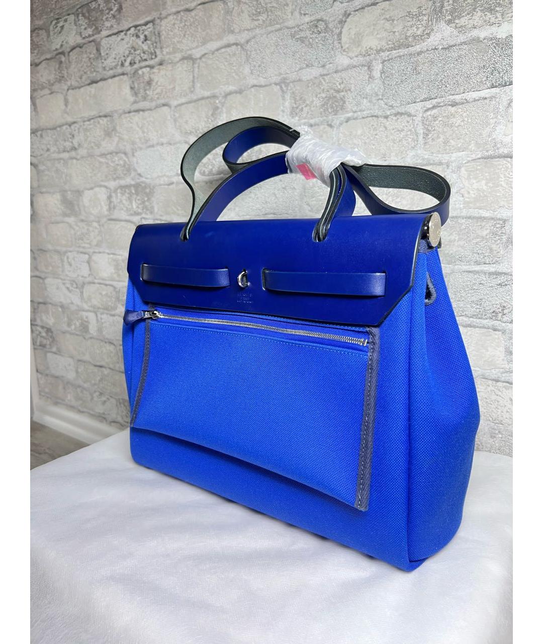 HERMES Синяя тканевая сумка через плечо, фото 5