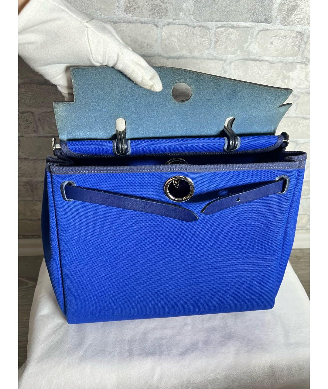 HERMES Синяя тканевая сумка через плечо, фото 8