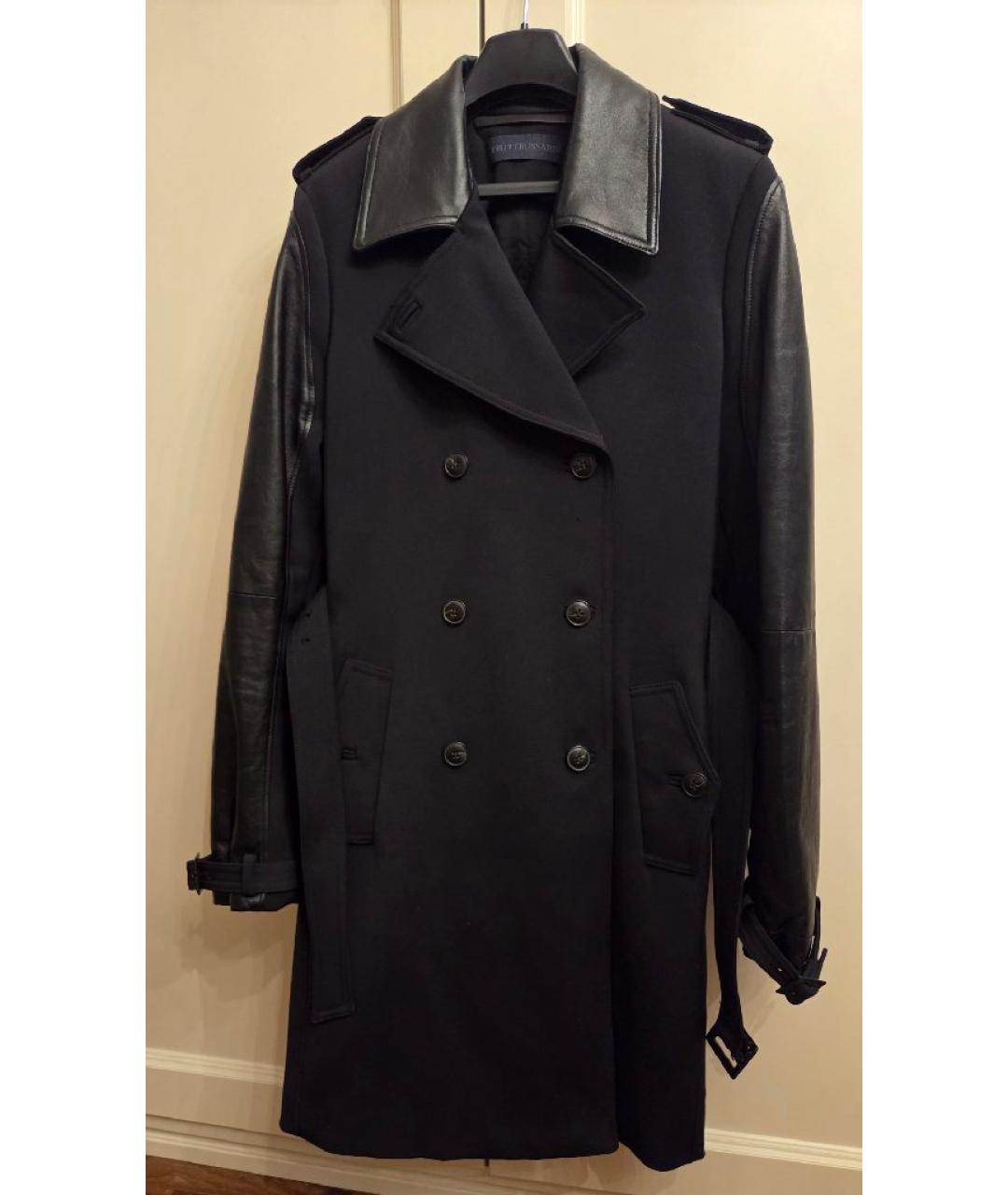 TRUSSARDI Черное вискозное пальто, фото 5