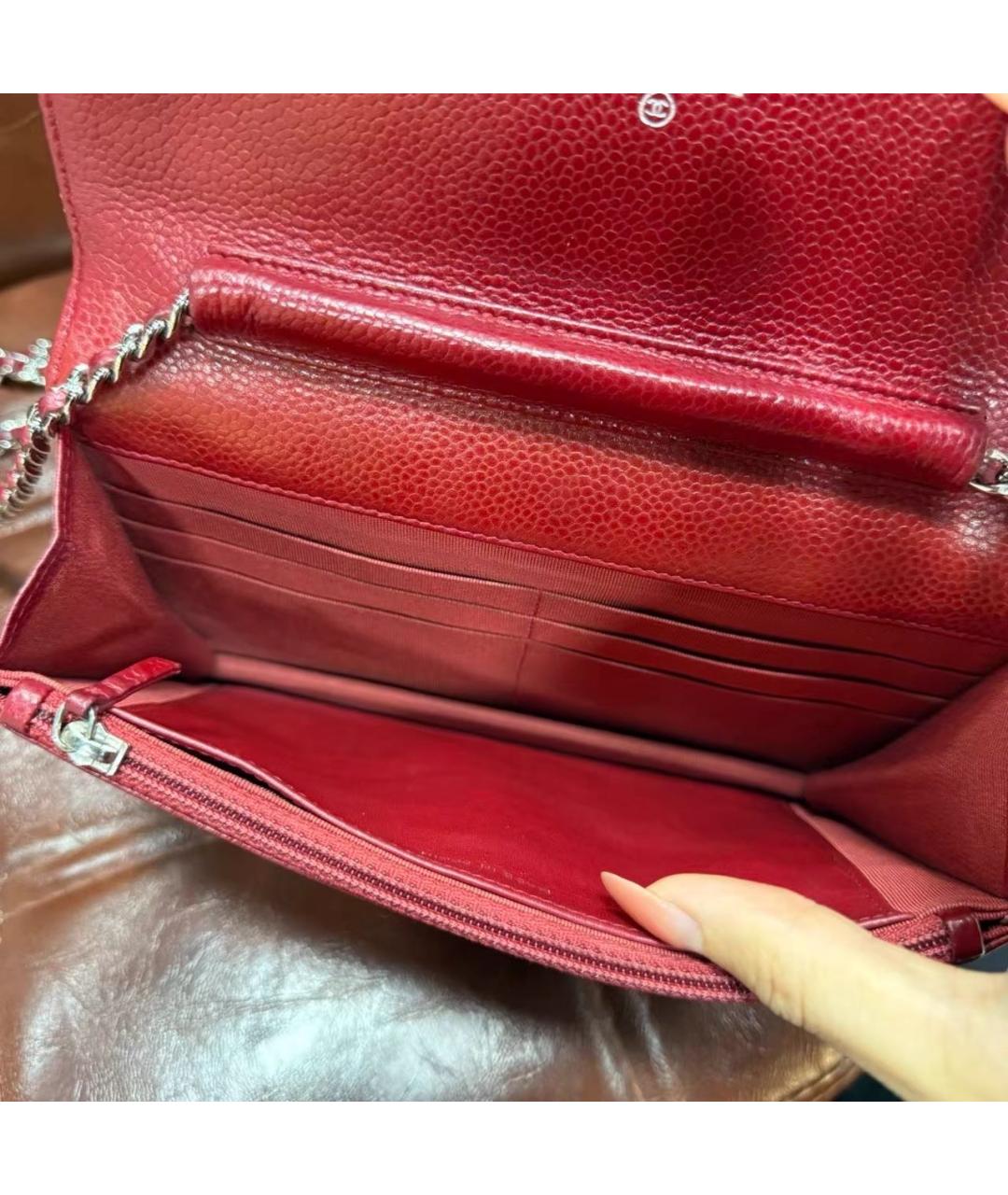 CHANEL Красная кожаная сумка через плечо, фото 8