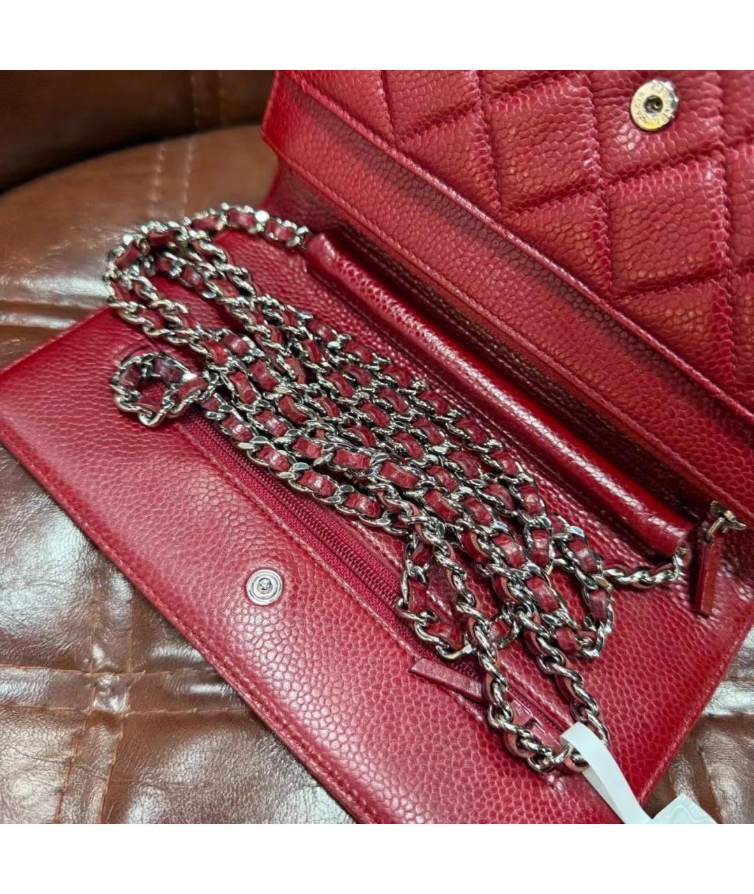 CHANEL Красная кожаная сумка через плечо, фото 7