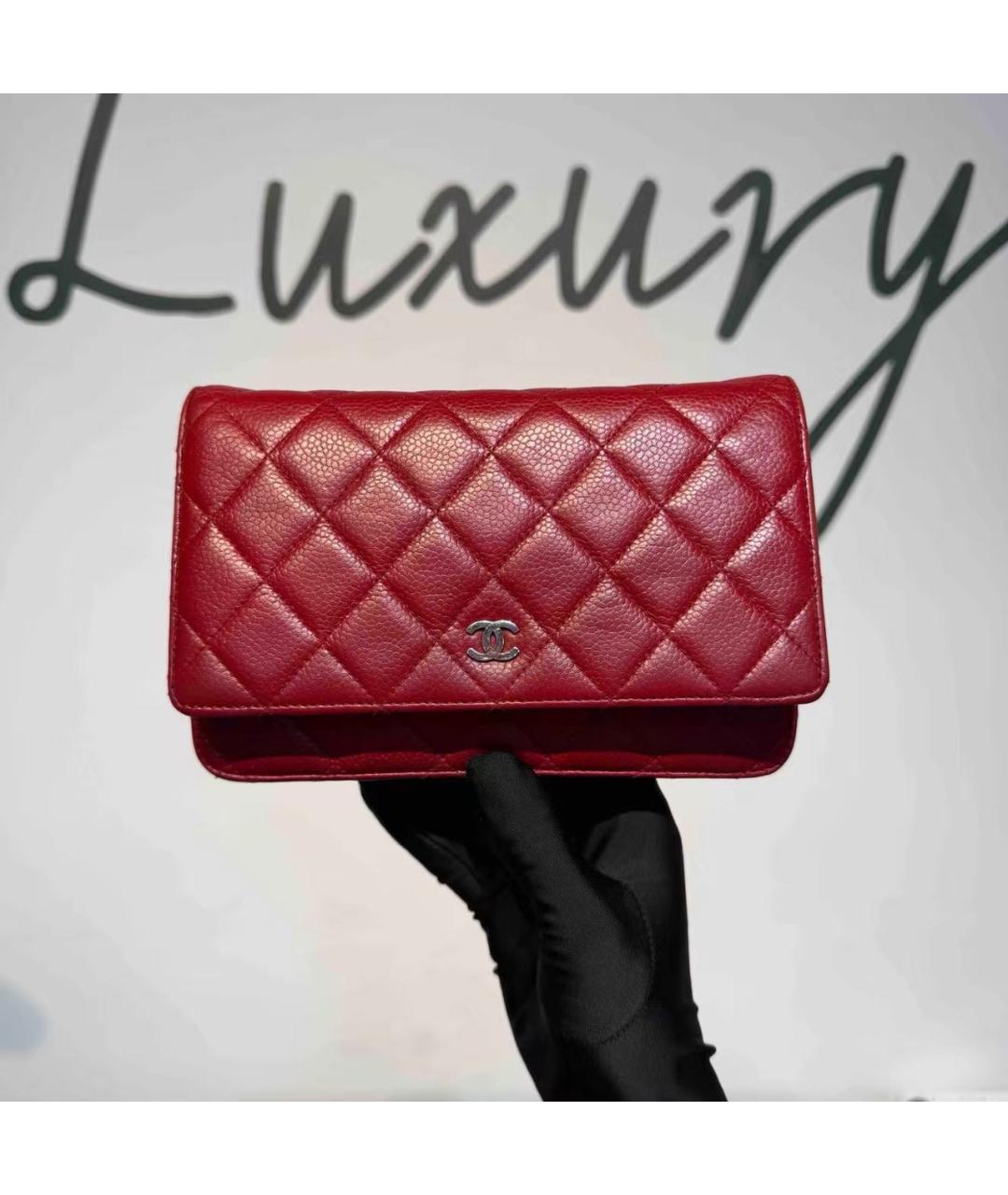 CHANEL Красная кожаная сумка через плечо, фото 9
