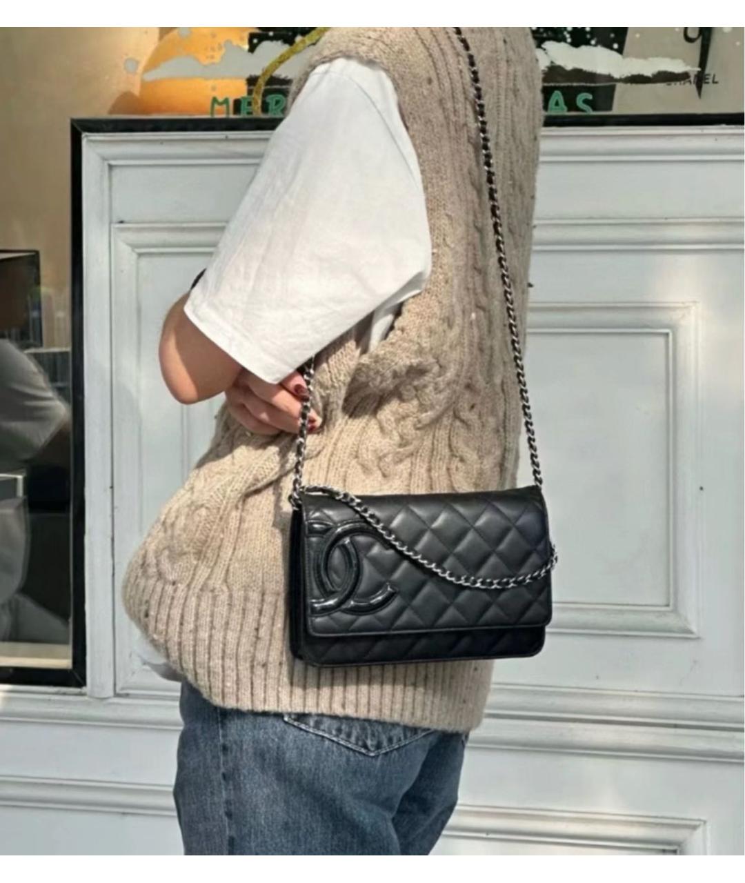 CHANEL Черная кожаная сумка через плечо, фото 2