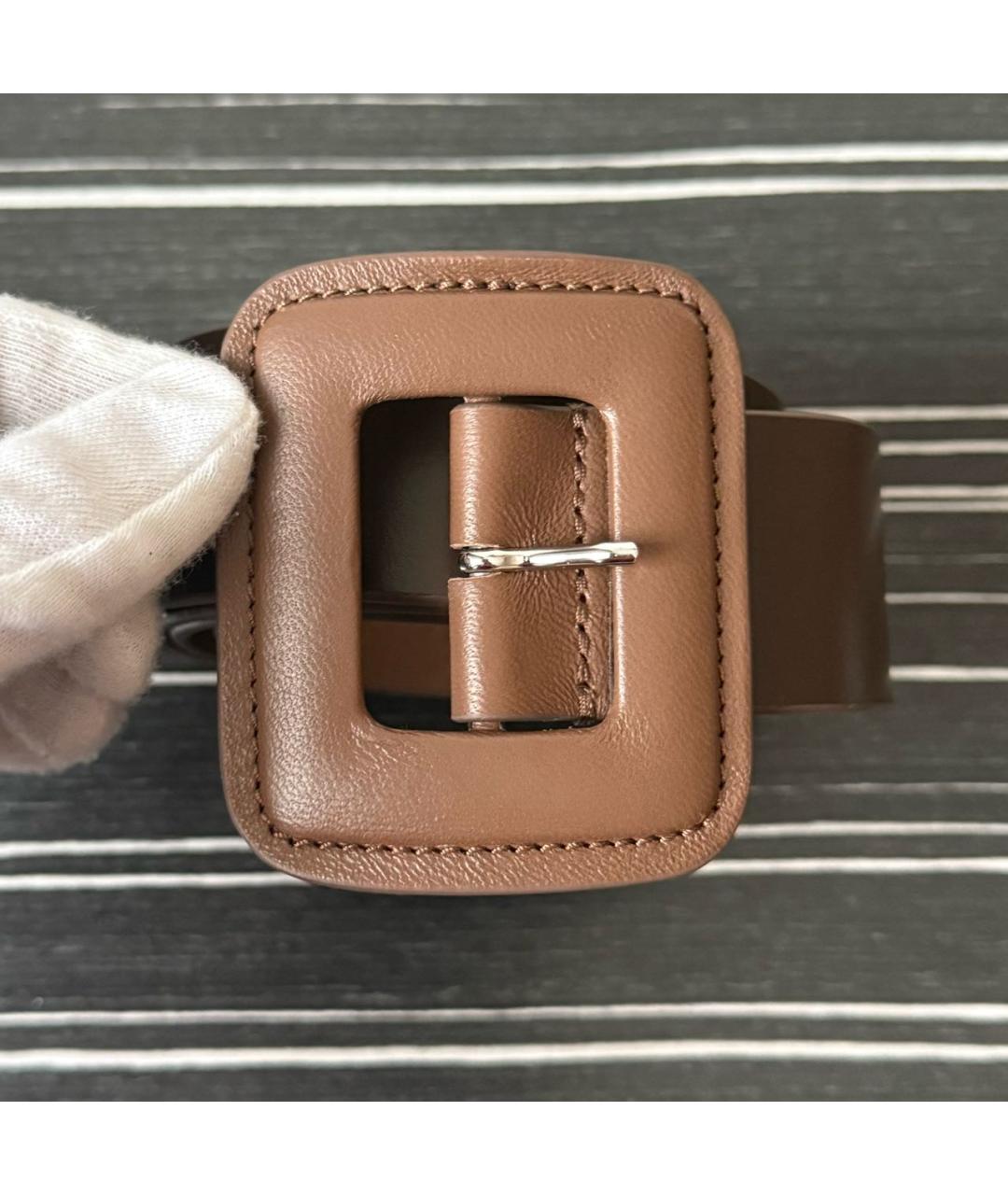 MAX MARA Коричневый кожаный ремень, фото 3