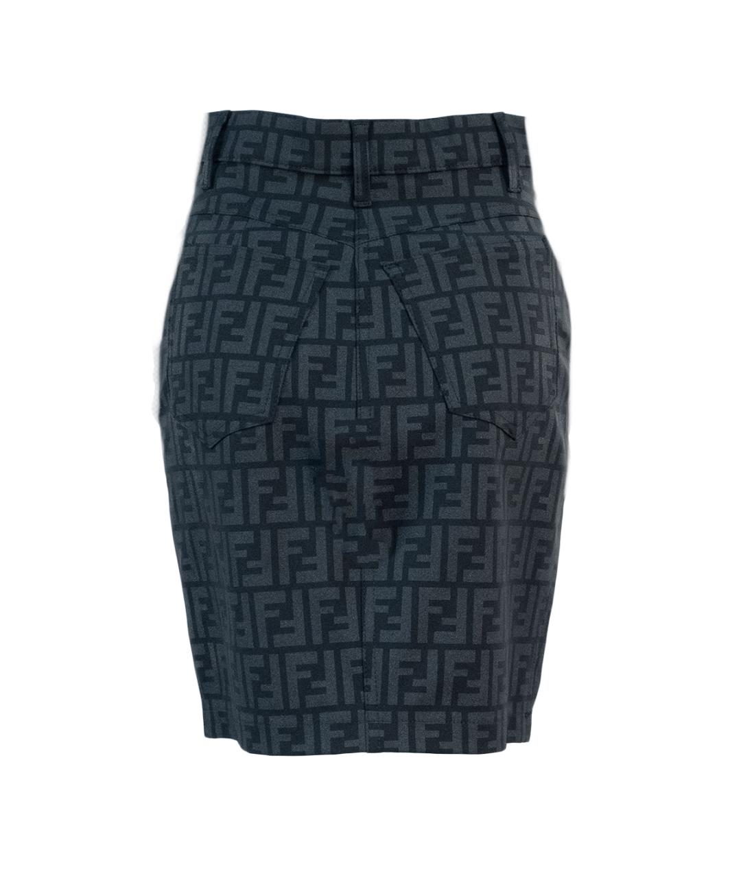 FENDI Серая хлопковая юбка миди, фото 2