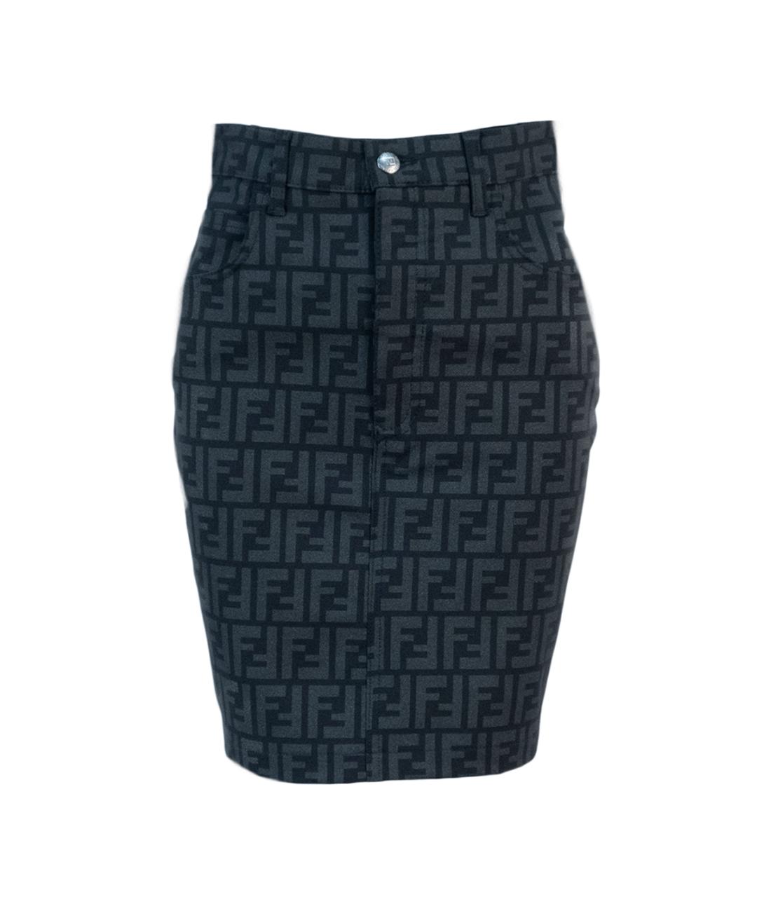 FENDI Серая хлопковая юбка миди, фото 1