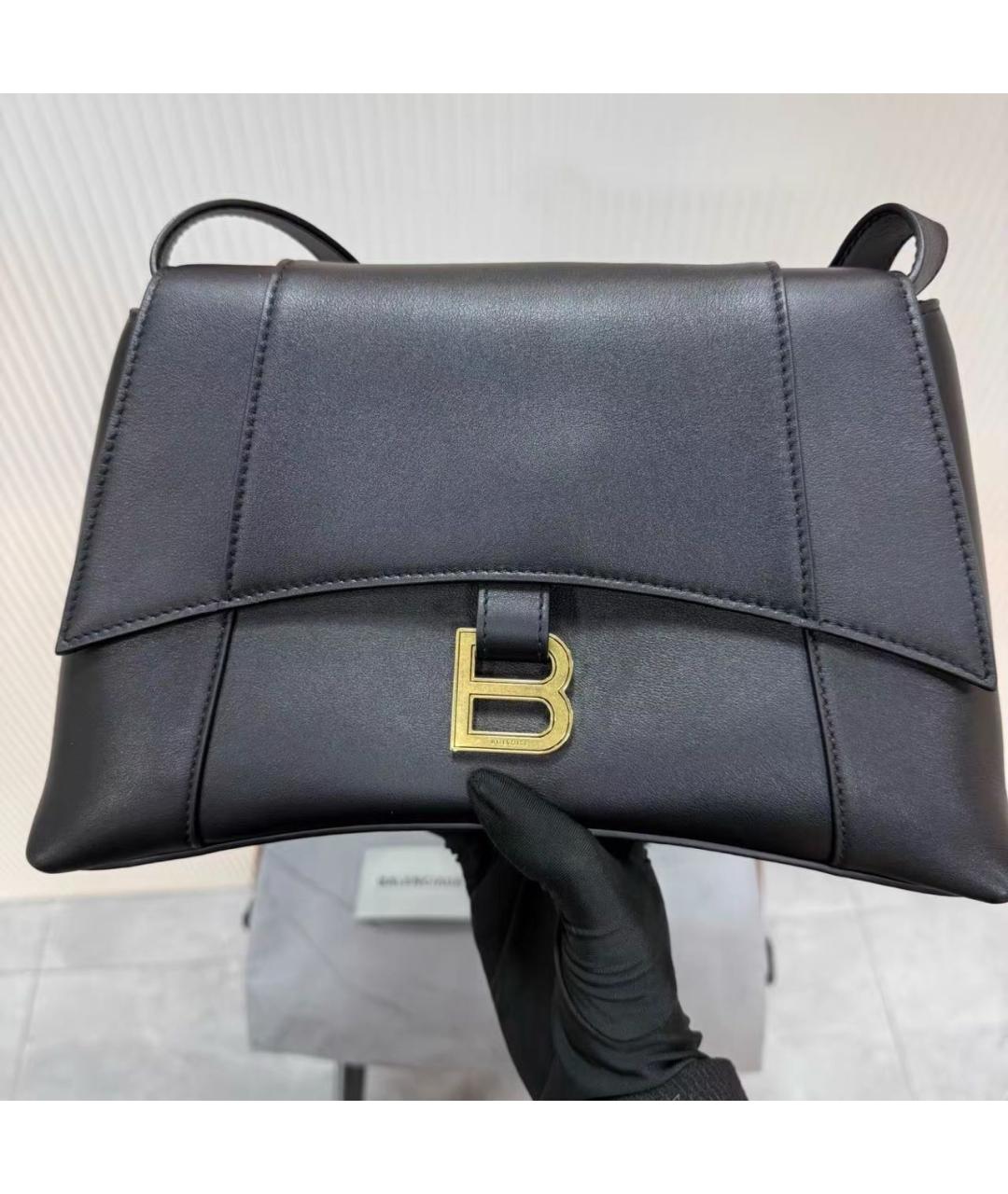 BALENCIAGA Черная кожаная сумка через плечо, фото 2