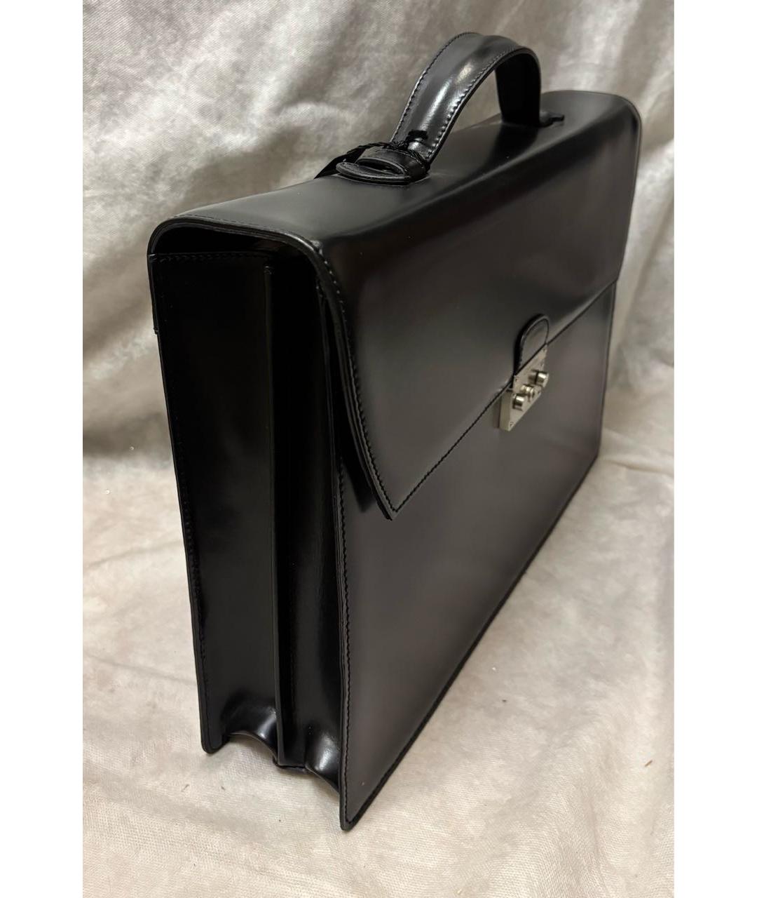 CALVIN KLEIN Черный кожаный портфель, фото 2