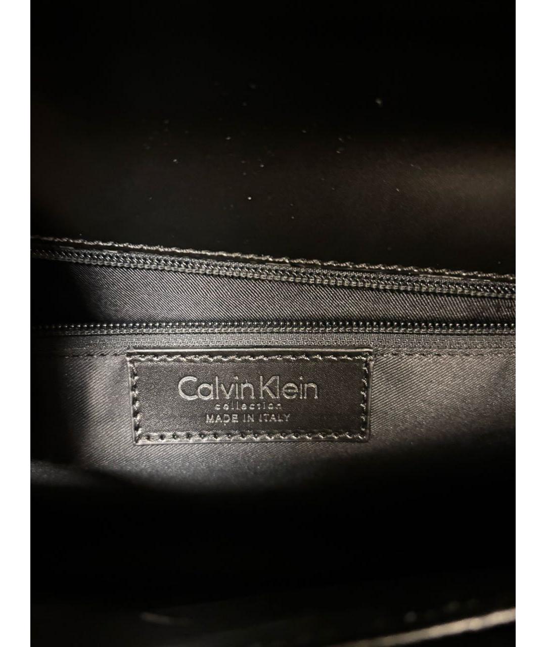 CALVIN KLEIN Черный кожаный портфель, фото 5