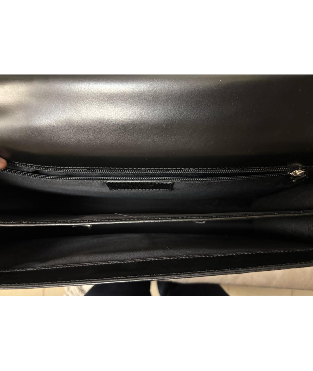 CALVIN KLEIN Черный кожаный портфель, фото 4