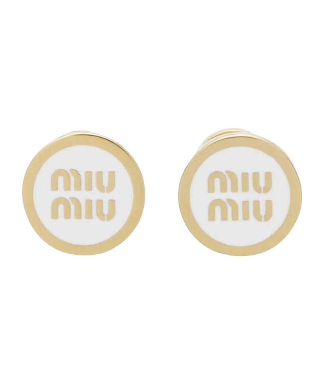 MIU MIU Белые латунные серьги, фото 1