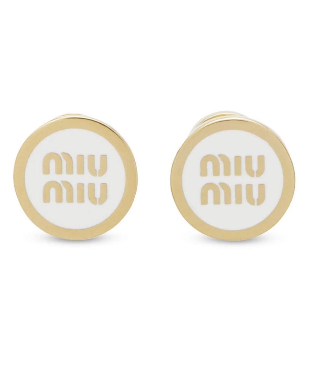 MIU MIU Белые латунные серьги, фото 3