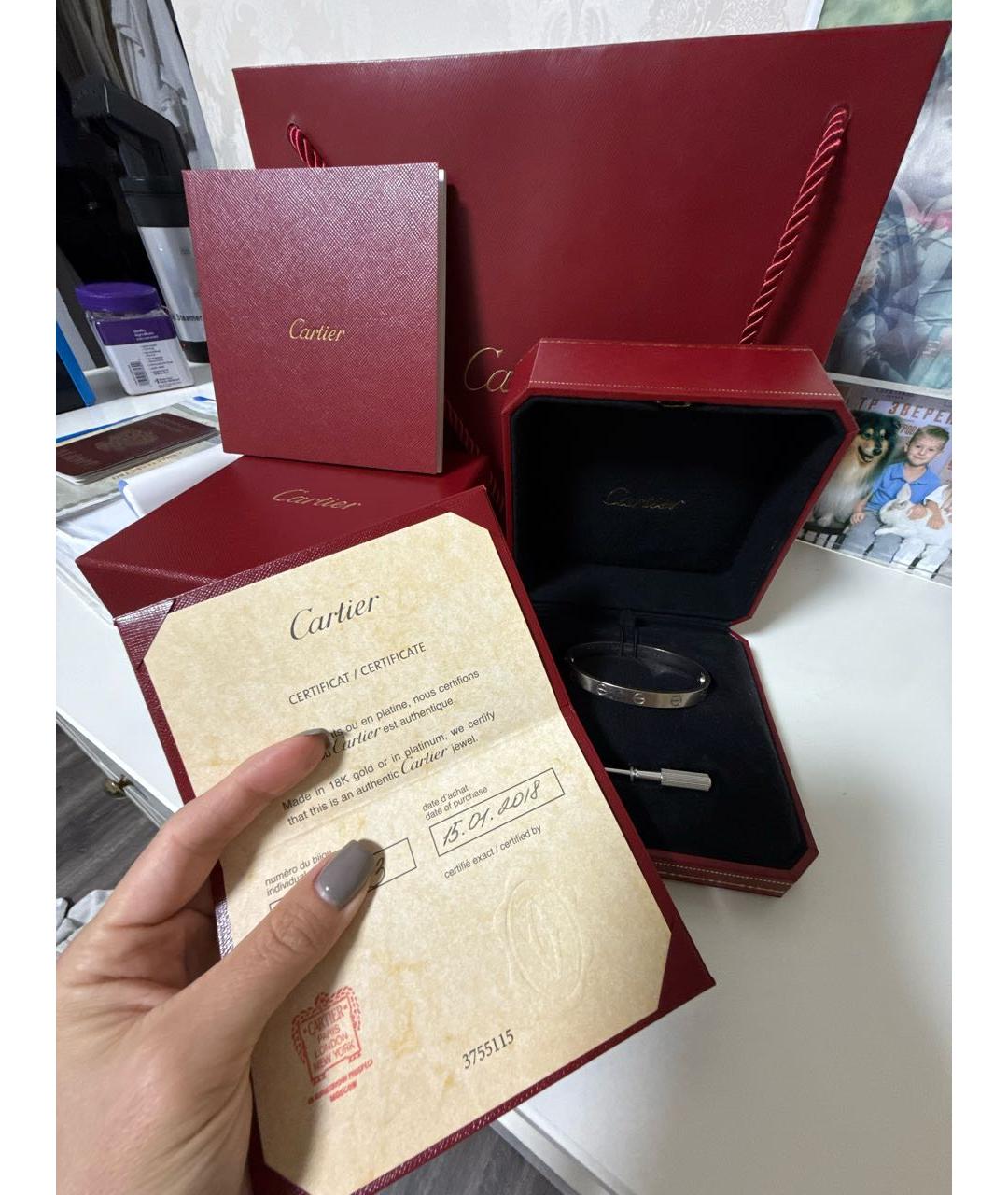 CARTIER Серебрянный браслет из белого золота, фото 5