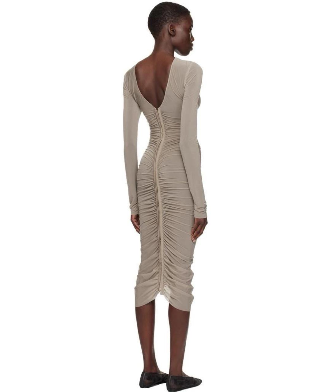 MAGDA BUTRYM Бежевое вискозное коктейльное платье, фото 7