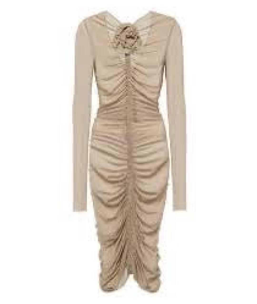 MAGDA BUTRYM Бежевое вискозное коктейльное платье, фото 1