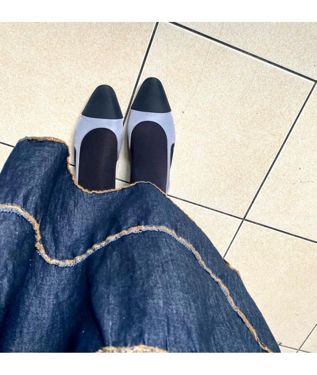 CHANEL Голубые текстильные туфли, фото 4