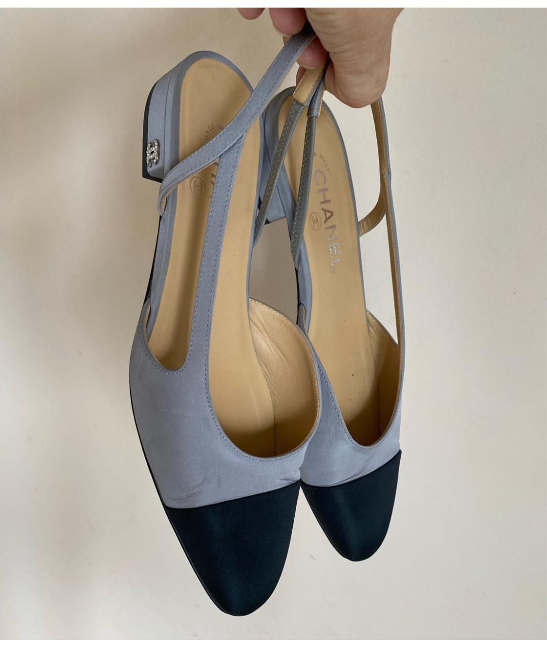 CHANEL Голубые текстильные туфли, фото 7