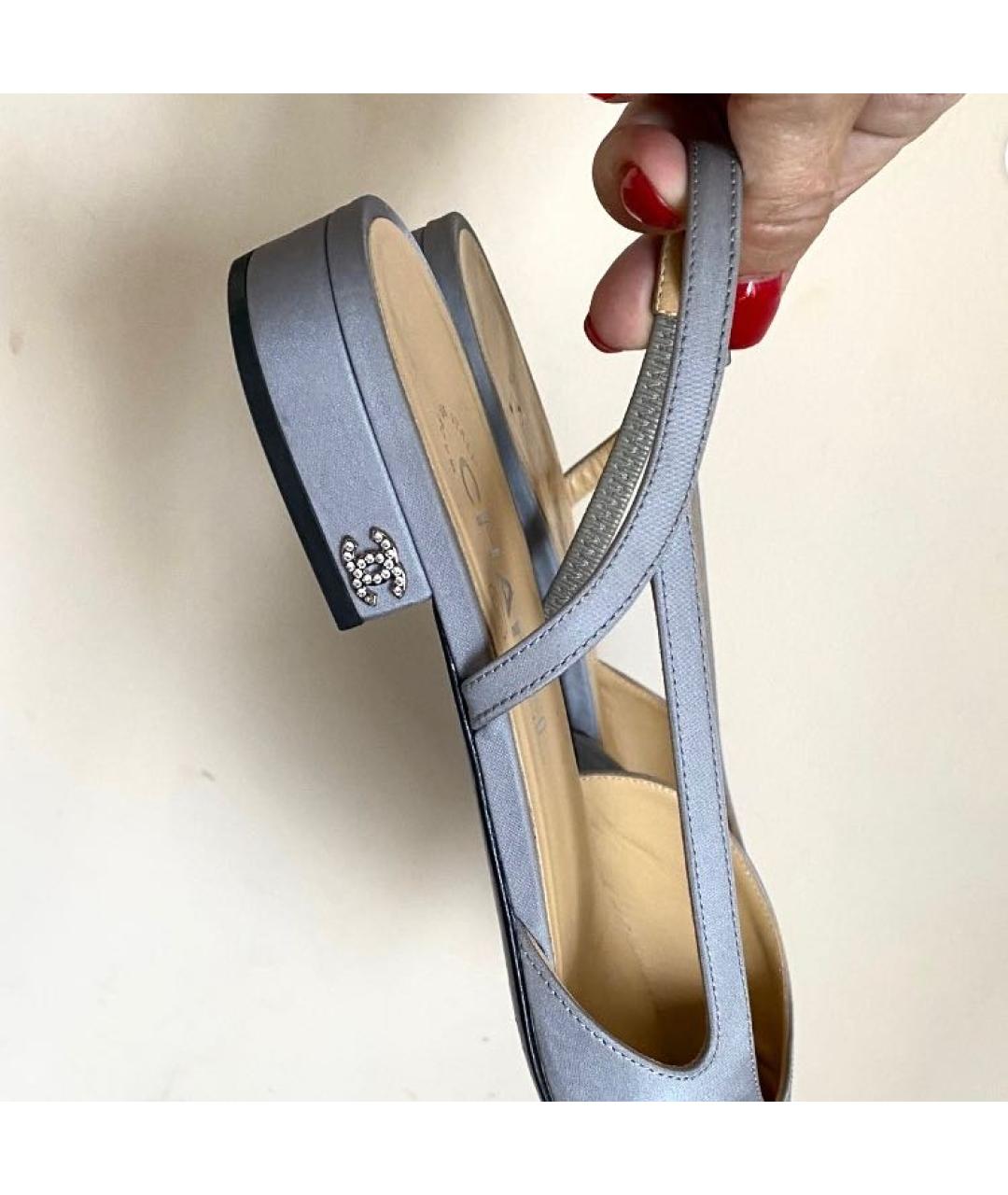 CHANEL Голубые текстильные туфли, фото 6