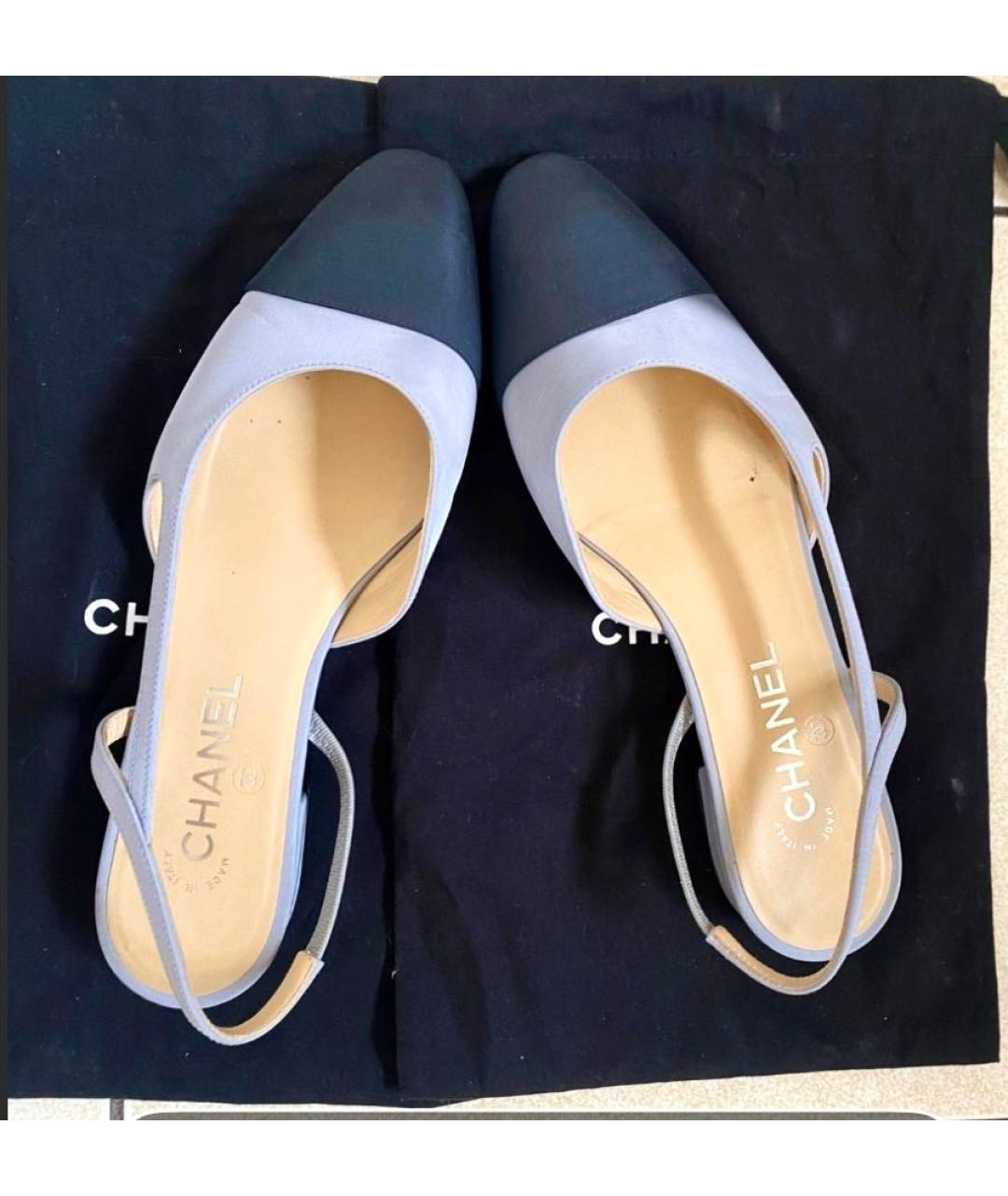 CHANEL Голубые текстильные туфли, фото 2