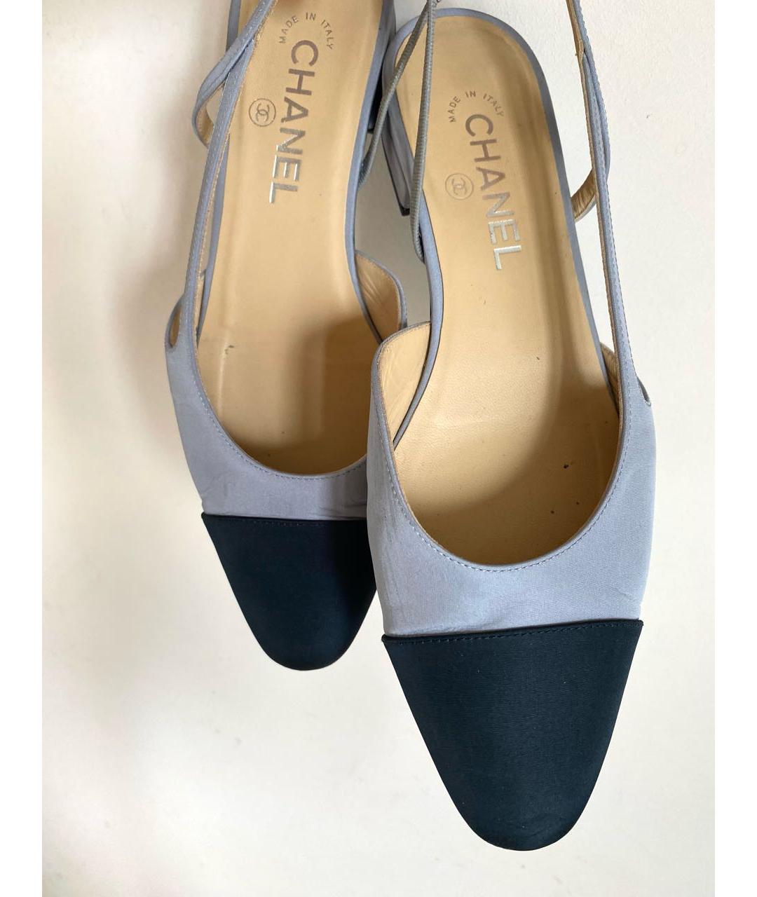 CHANEL Голубые текстильные туфли, фото 3