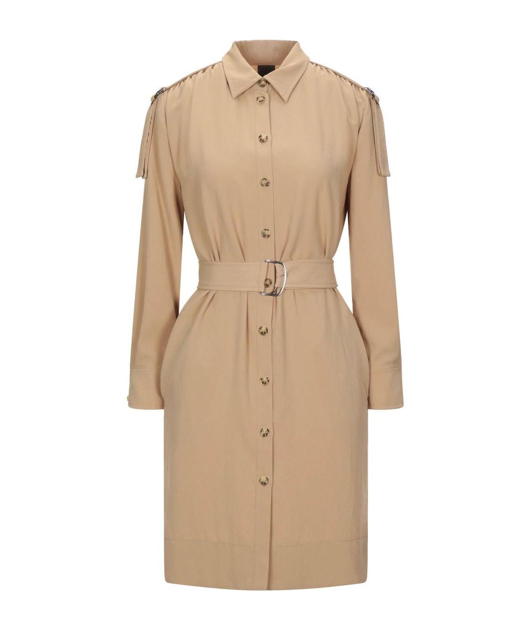 PINKO Бежевое полиэстеровое повседневное платье, фото 9