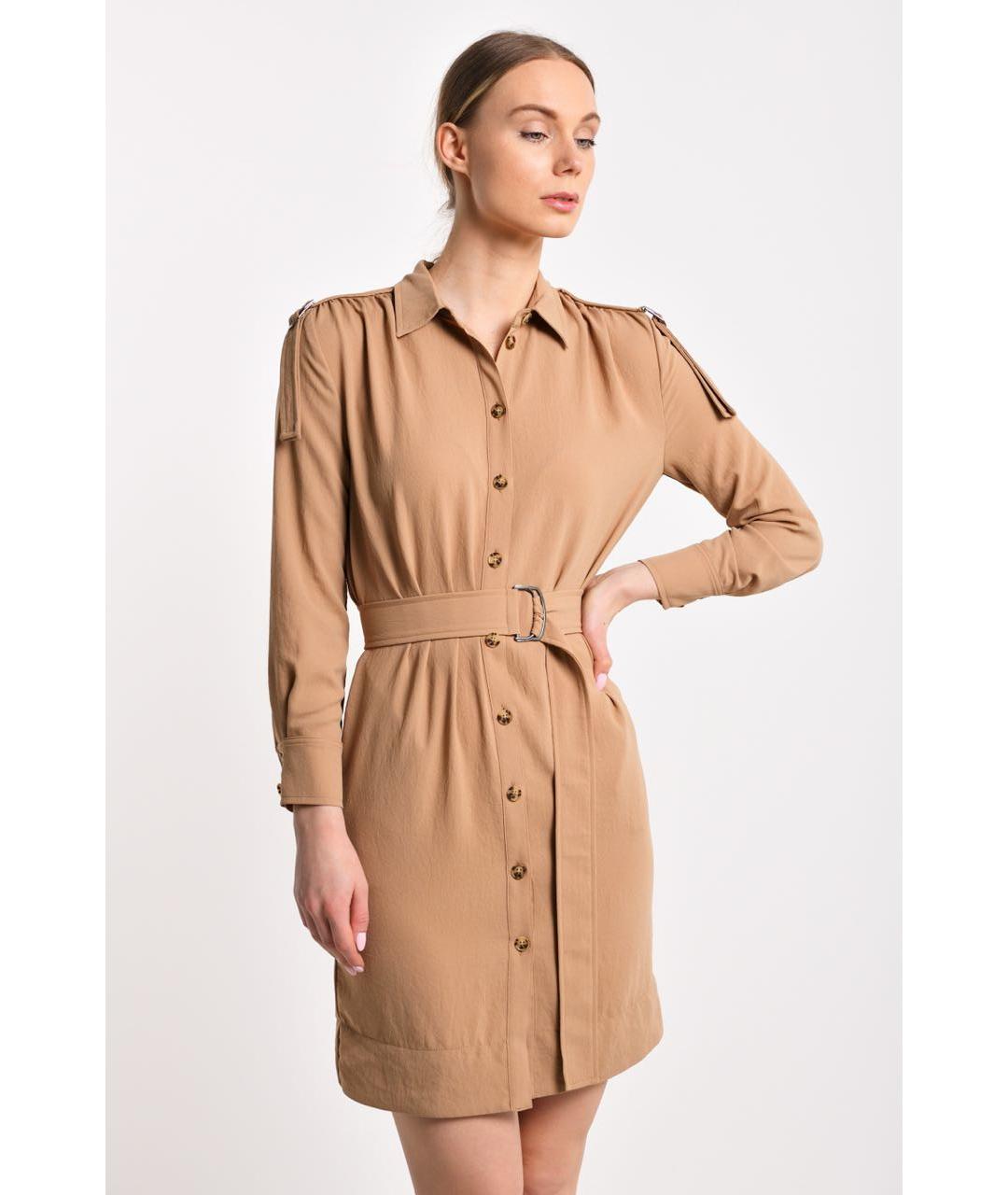 PINKO Бежевое полиэстеровое повседневное платье, фото 2