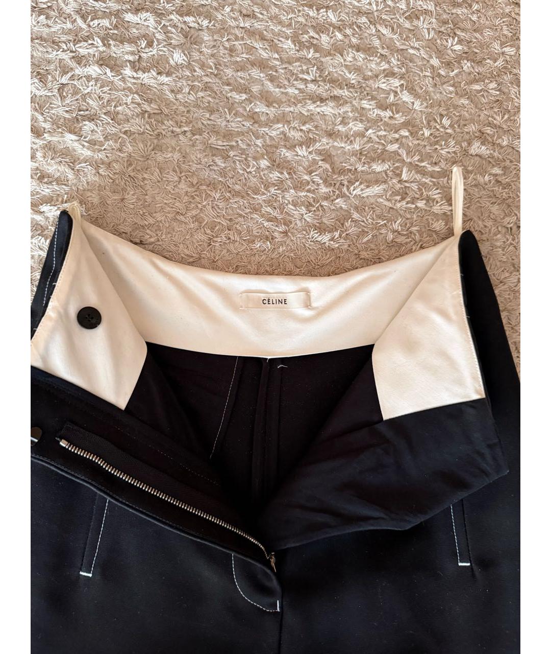 CELINE Черные вискозные брюки широкие, фото 3