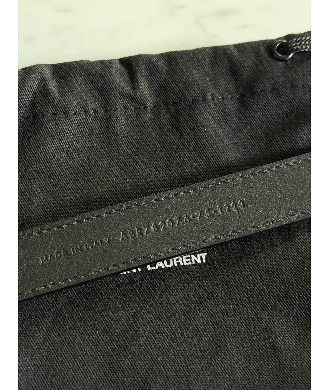 SAINT LAURENT Черный кожаный ремень, фото 3