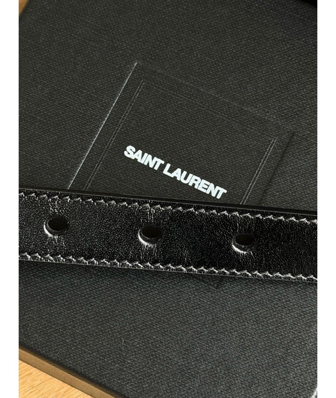 SAINT LAURENT Черный кожаный ремень, фото 6