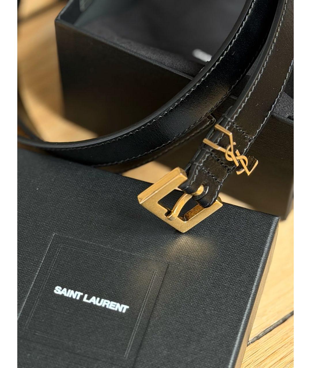 SAINT LAURENT Черный кожаный ремень, фото 4