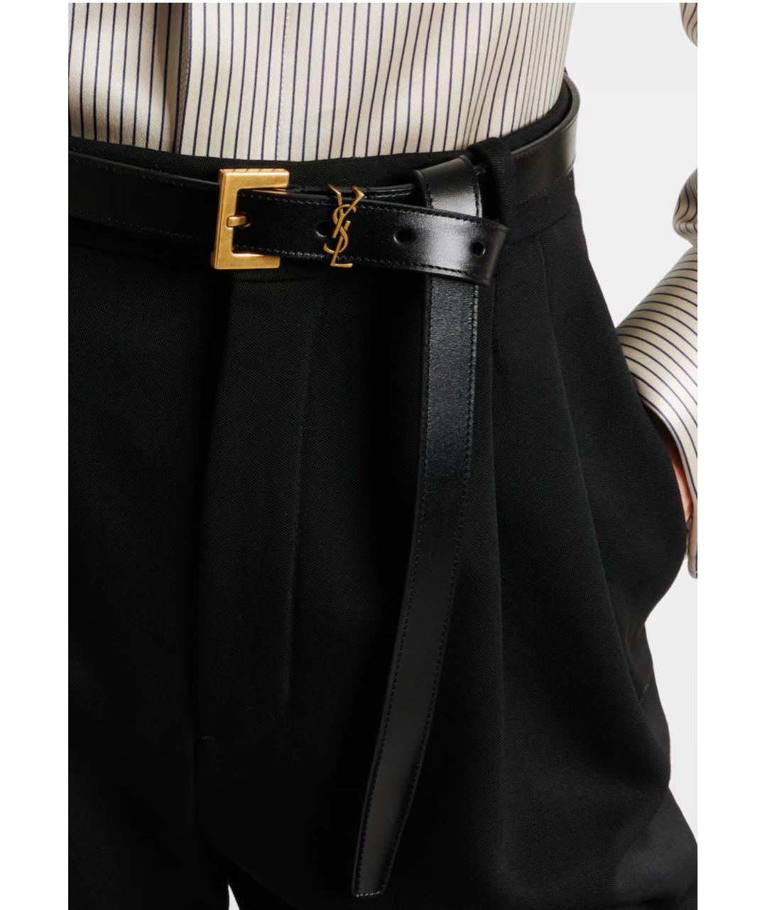 SAINT LAURENT Черный кожаный ремень, фото 8
